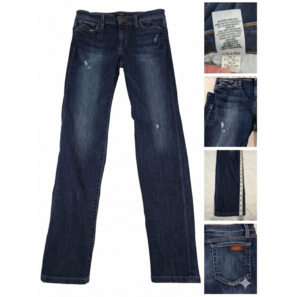 Joes Jeans The Nellie Straight Leg Jeans 28 Dark Blue Distressed Stretch Denim‎